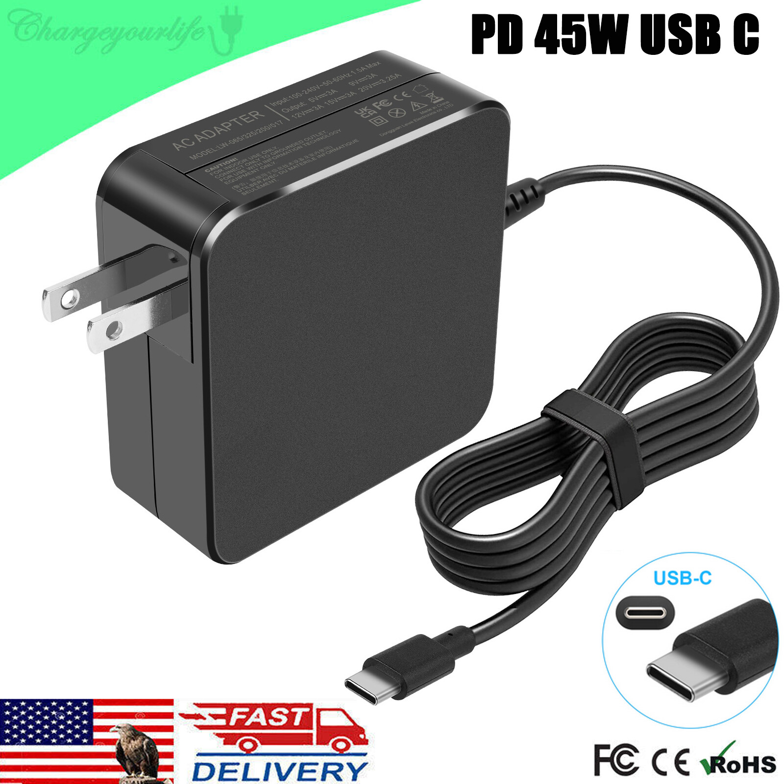 45W USB-C Type-C AC Adapter Charger For Asus ADP-45EW B ADP-45EW A ZENBOOK3 Q325