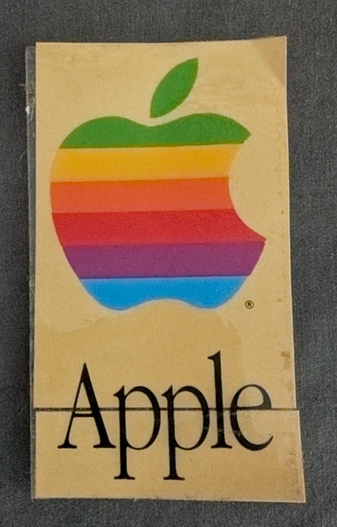 Vintage Apple Mac Computer Logo Sticker Decal Rainbow Bite 2"X3.5" New Old Stock