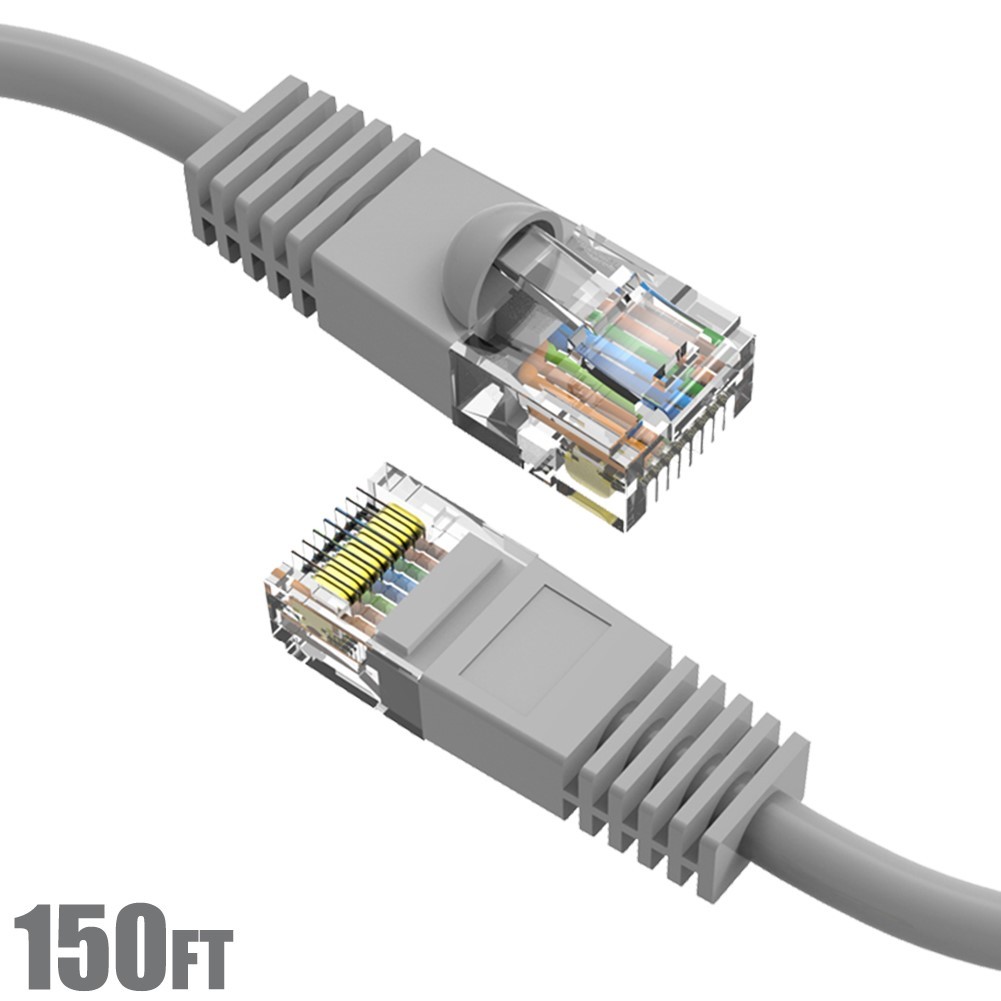 150FT Cat5E RJ45 Ethernet LAN Network UTP Snagless Patch Cable Pure Copper Gray
