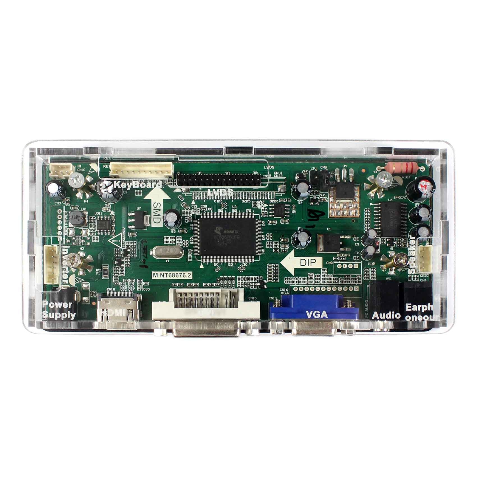 Acrylic Case Frame  HD DVI VGA Board White Case For M.NT68676 Controller Board