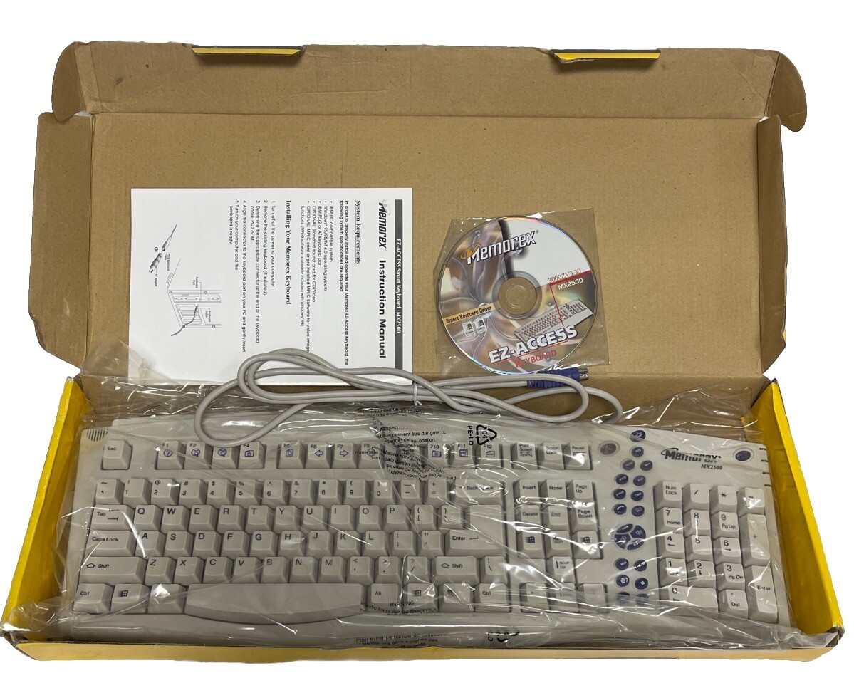 Memorex EZ-ACCESS Computer Wired Keyboard MX2500 Multimedia Internet Keys RARE