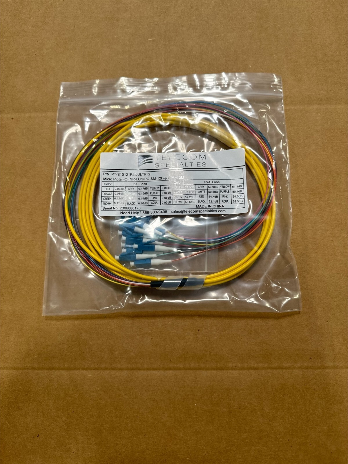 12 Strand Singlemode LCUPC 250um Fiber Optic Pigtails with Jacket - 10 Pigtails