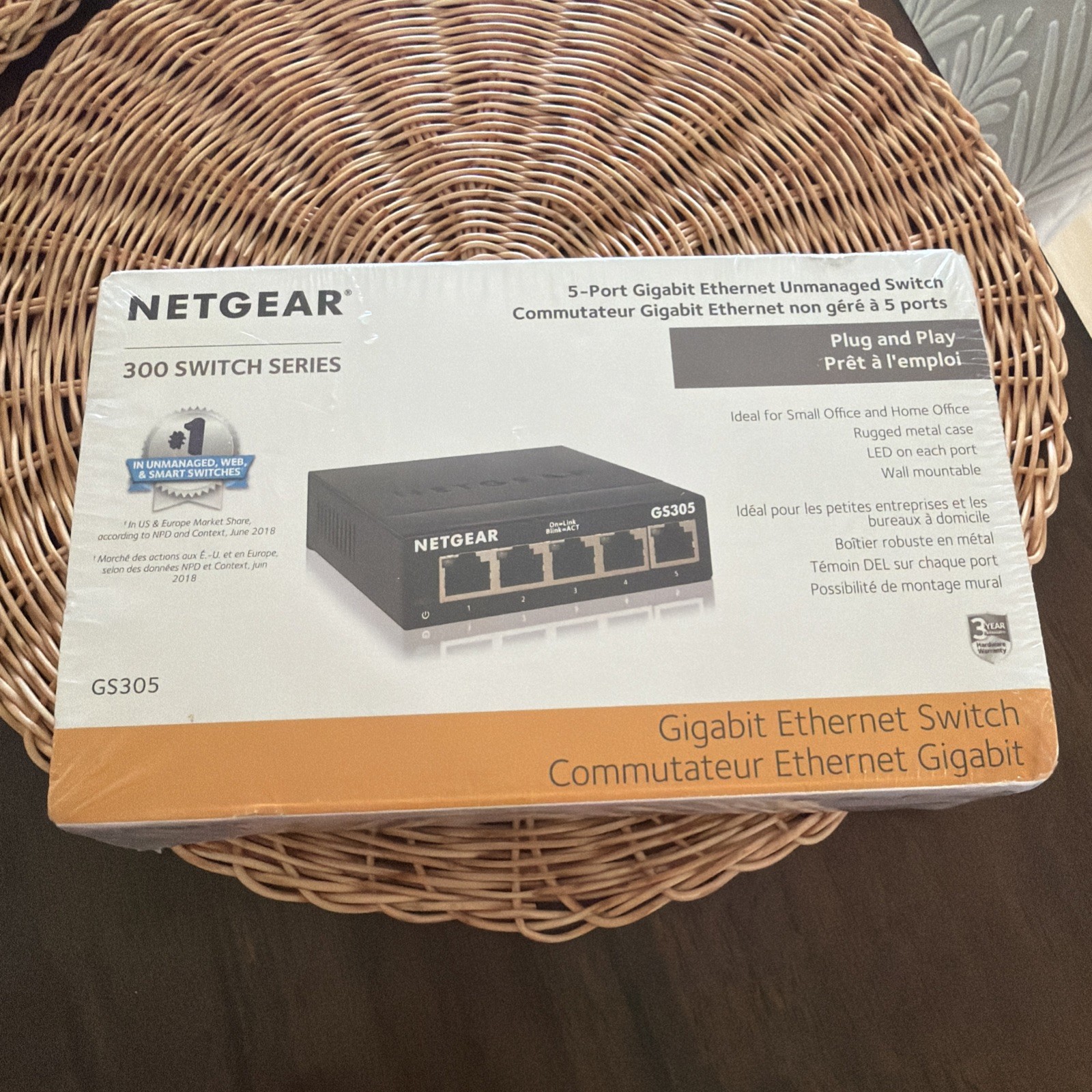 Netgear GS305 /300PAS, 5-Port Gigabet Ethernet Switch :New  Sealed NIB