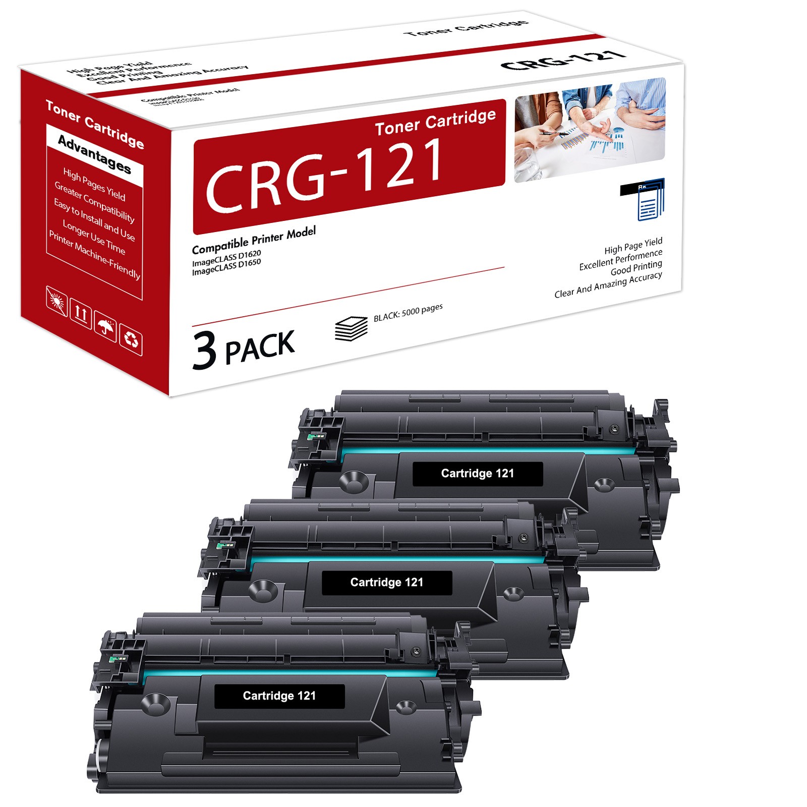 3x CRG121 C121 Toner Cartridge For Canon 121 Image Class D1650 D1620 3252C001