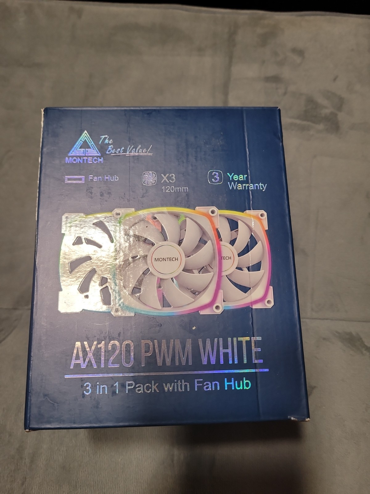 Montech AX120 PWN WHITE 3 IN 1 Pack With Fan Hub