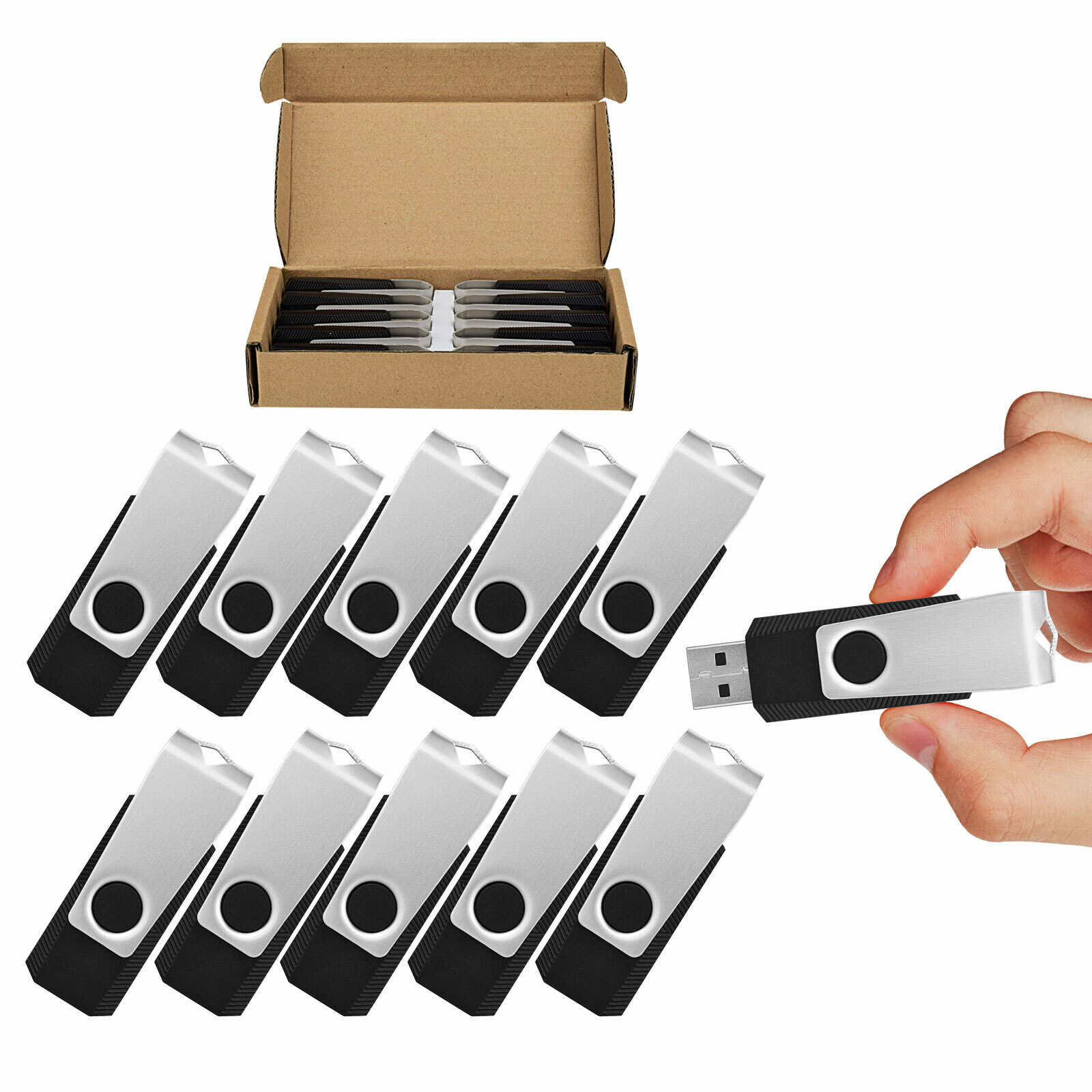 KOOTION 10 Pack/Lot 1GB-16GB USB 2.0 Flash Drive Swivel Memory Stick Thumb Drive