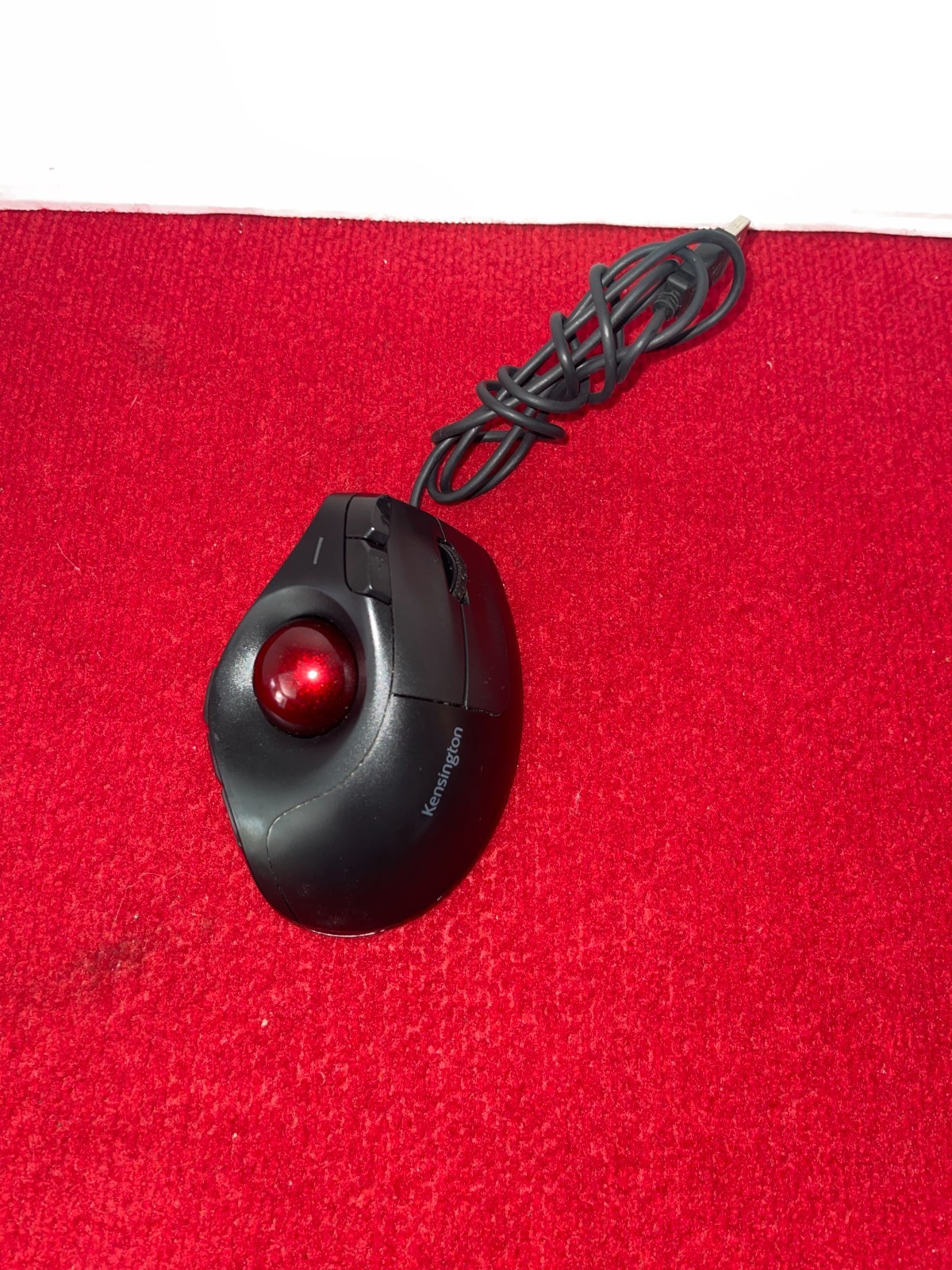 Kensington Pro Fit Ergo Vertical Wired Trackball M01510 Tested Working Red Ball