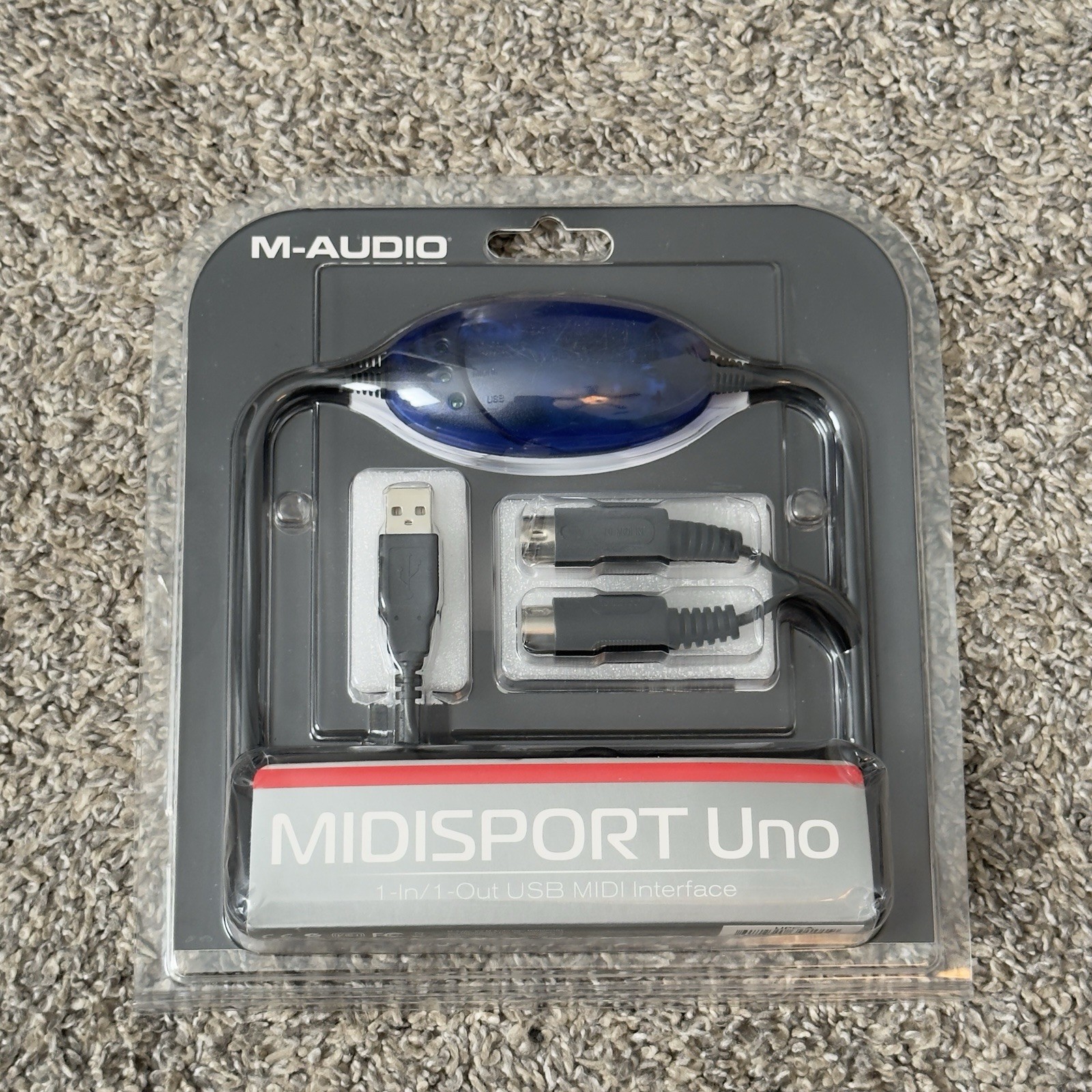 M-Audio MidiSport Uno 1-In/1-Out USB MIDI Interface For Mac And PC,  New In Box