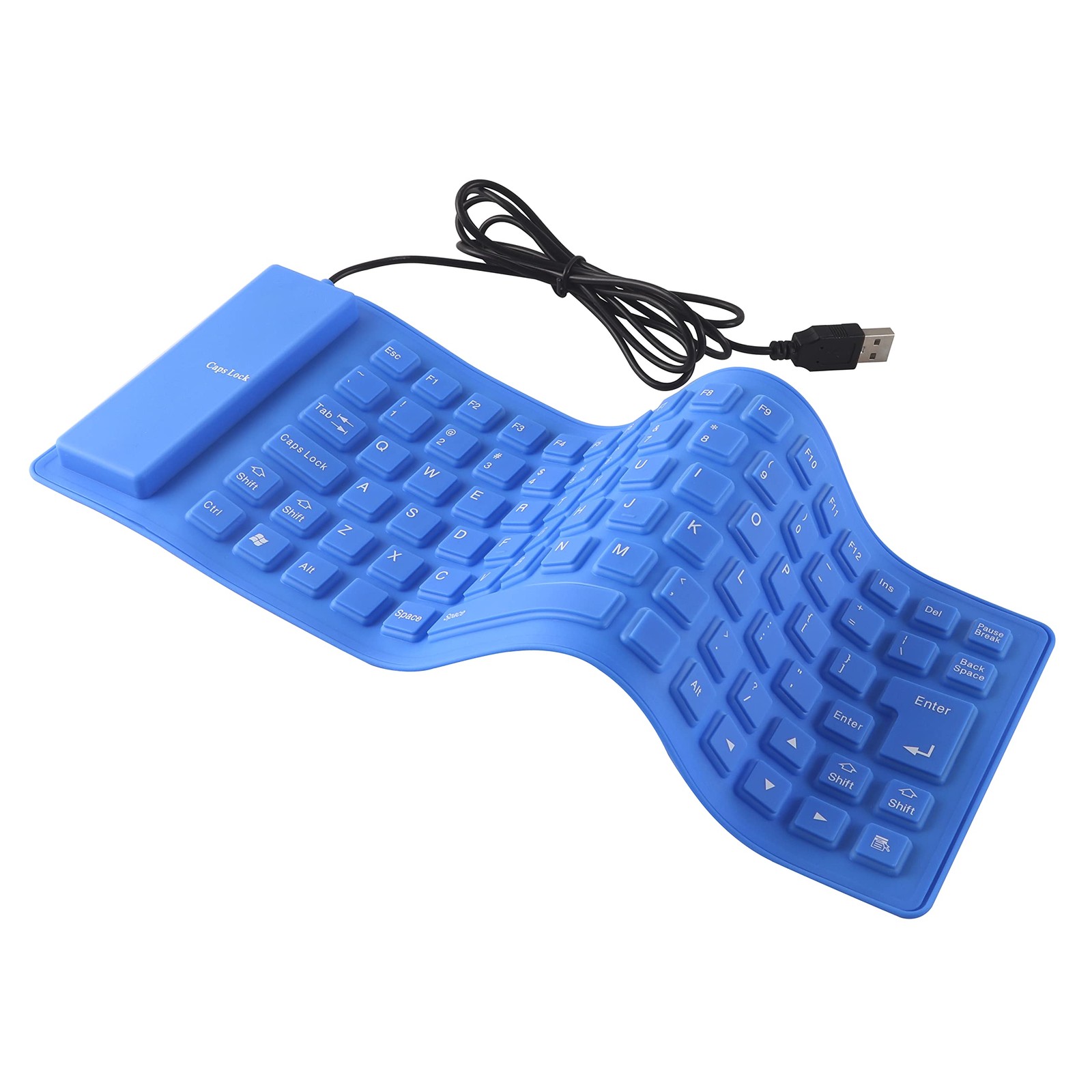 Foldable Silicone Keyboard Wired Portable Slim Flexible Rollup USB Wired Keyb...