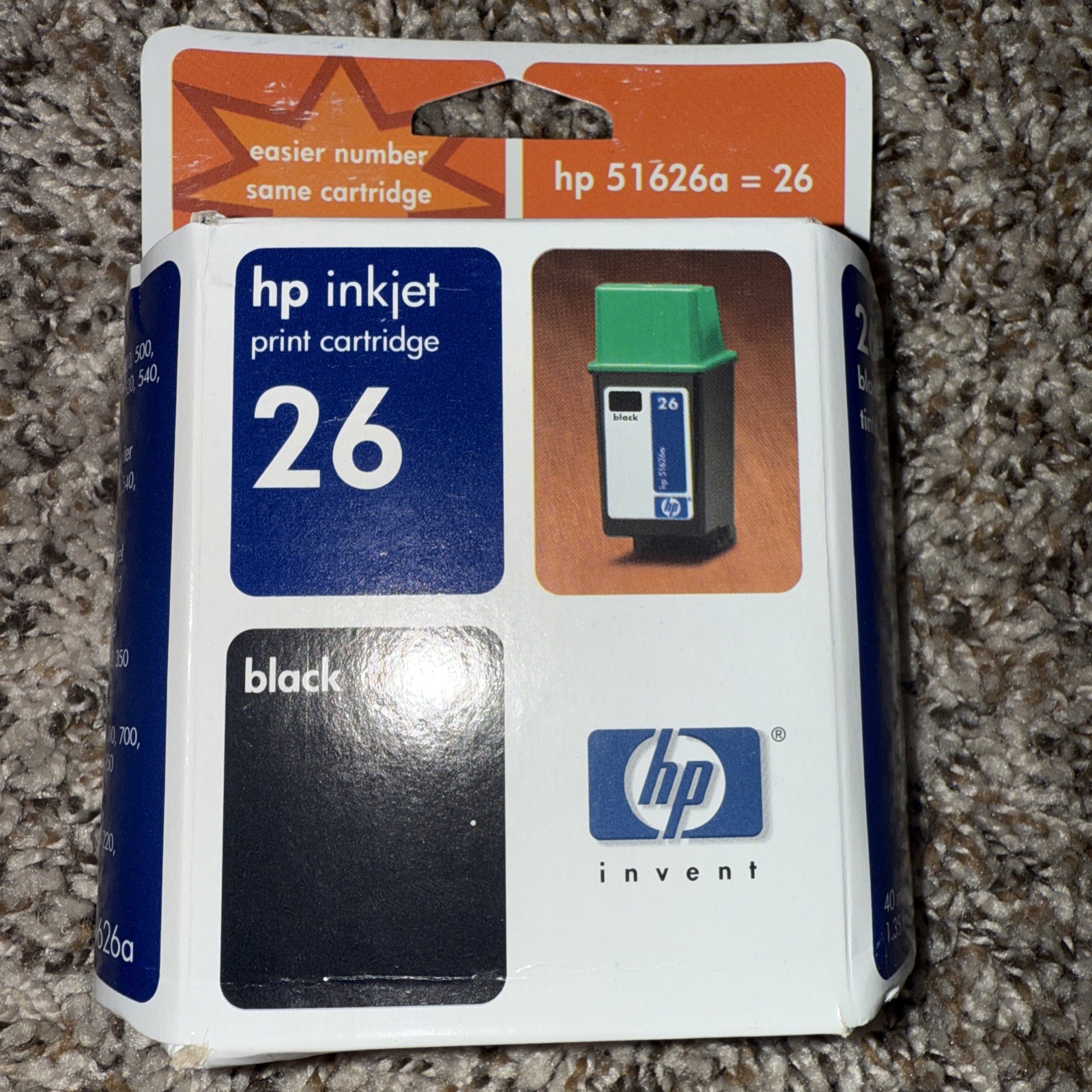 HP26 Black Ink Cartridge NEW Old Stock Never Opened EXP 4/03