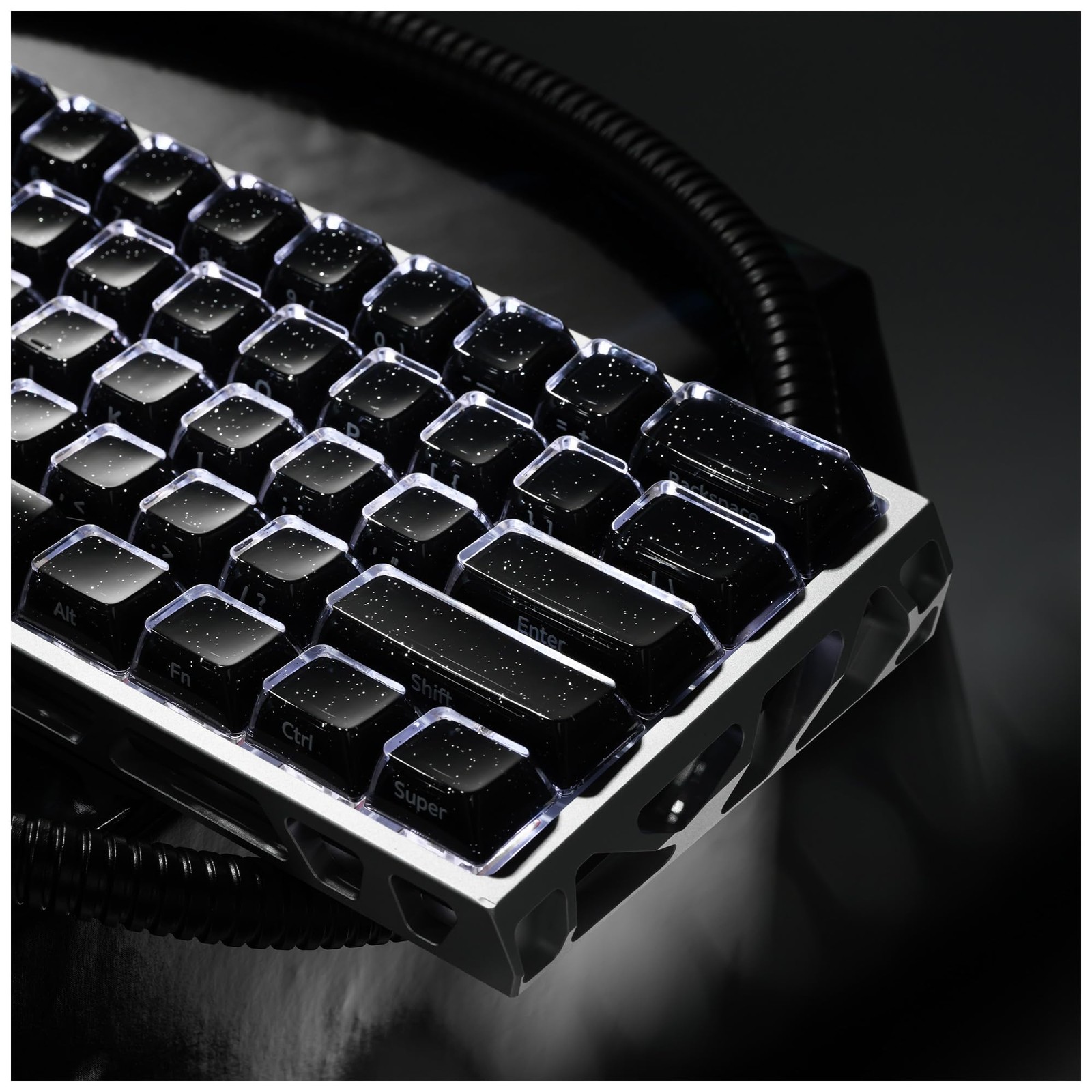 XVX Starry Side-Printed Translucent Black Crystal MDA Profile Keycap Set (Spa...