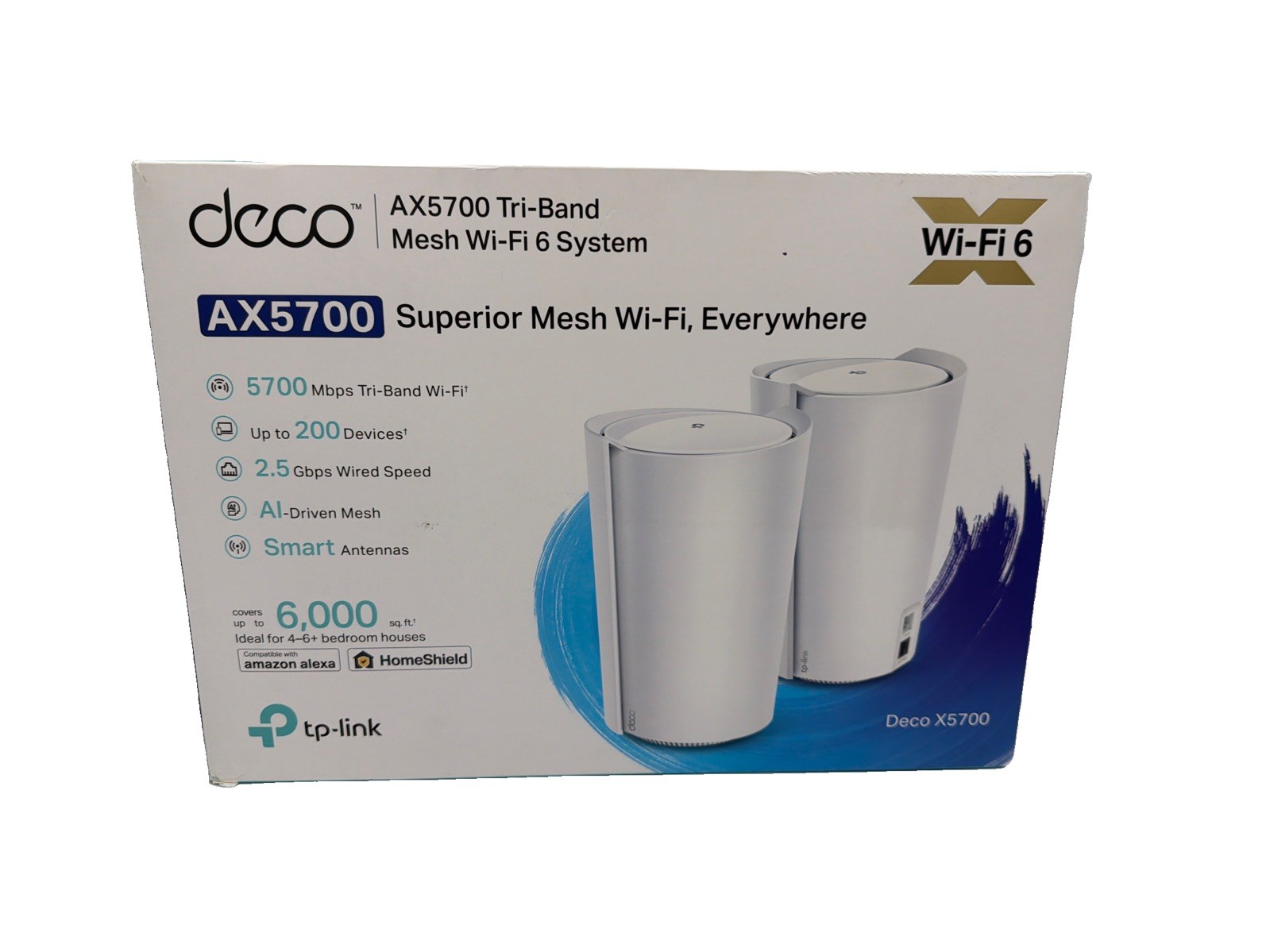 TP-Link Deco AX5700 Tri-Band Smart Whole Home Mesh Wi-Fi 6 System (2-Pack)