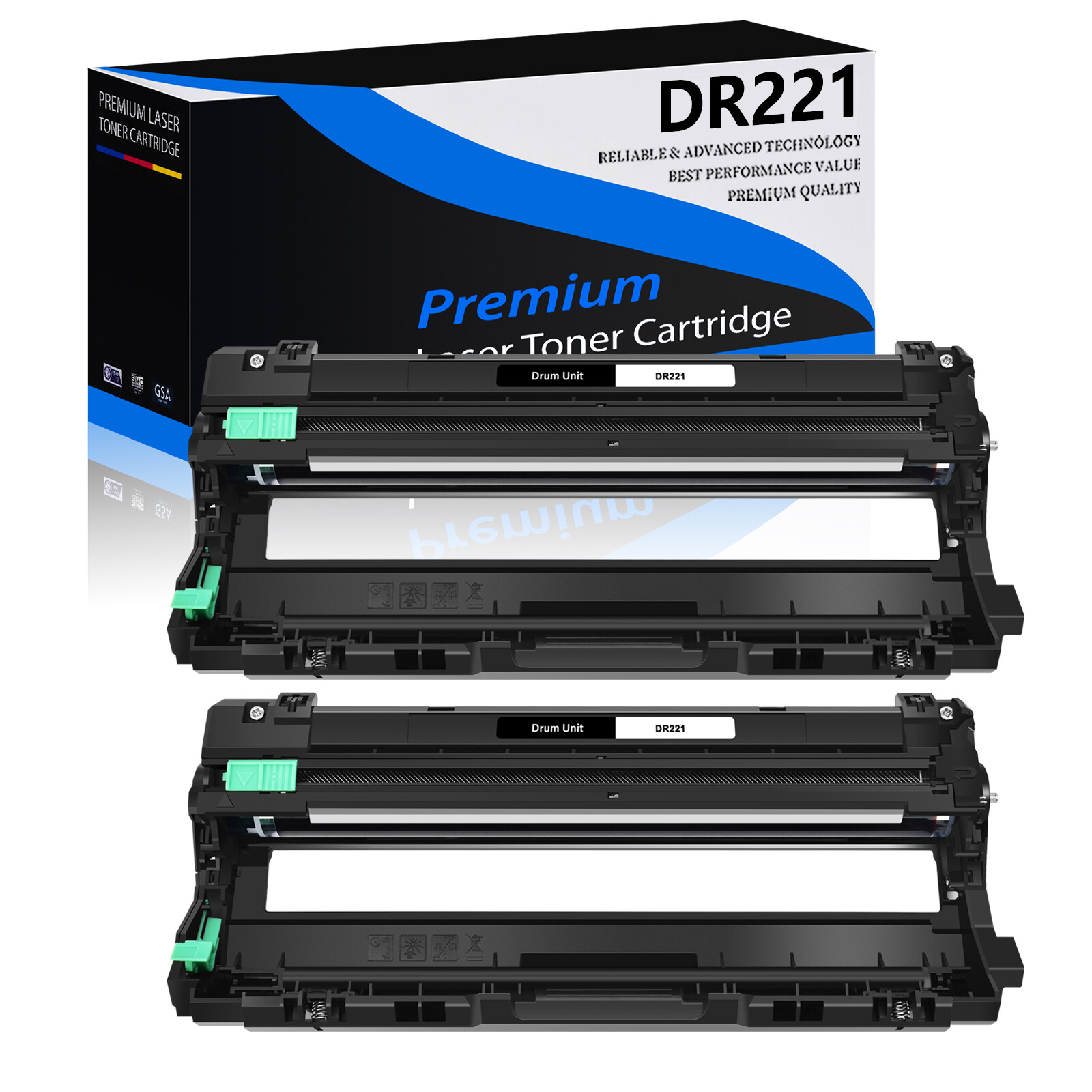 2PK DR221 Black Drum Unit For Brother HL-3140CW 3150CDN 3170CDW 3180CDW Printer