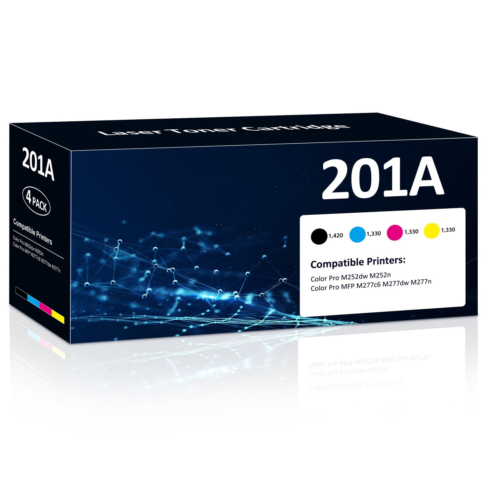 201A Toner Cartridges 4 Pack Compatible for HP Color LaserJet Pro M277dw