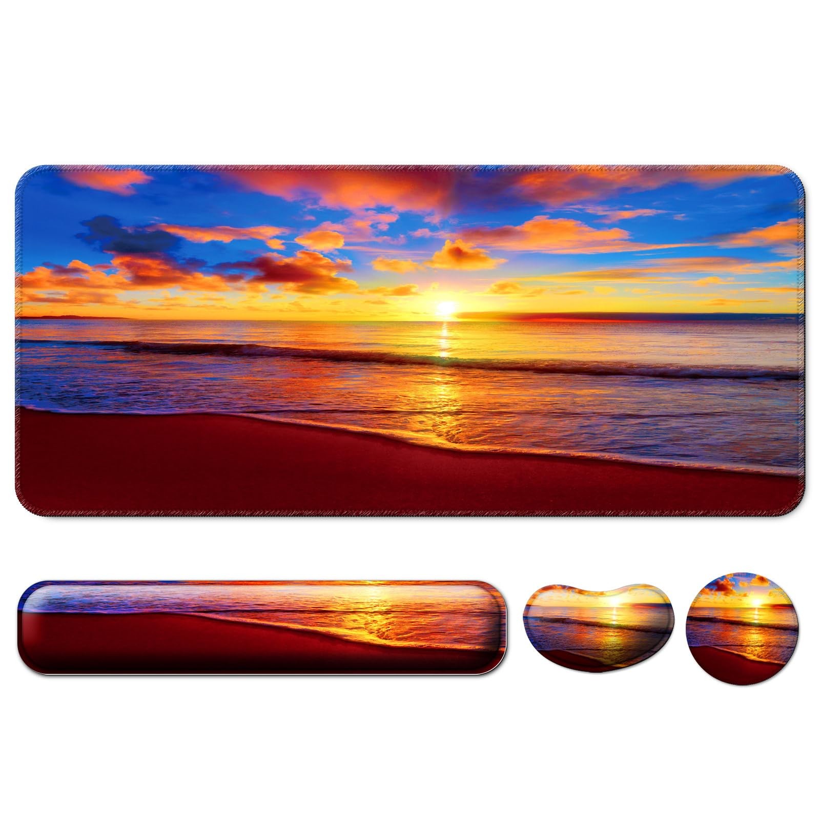 Wiabsi 4 In 1 Mouse Pad And Keyboard Wrist Rest,Large Desk Mat,Coaster