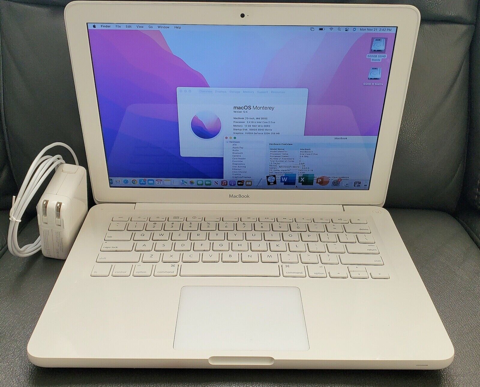Perfect Apple laptop MacBook 13" White 2.4GHz|16GB|1TB SSD|Monterey-Hig Sierra