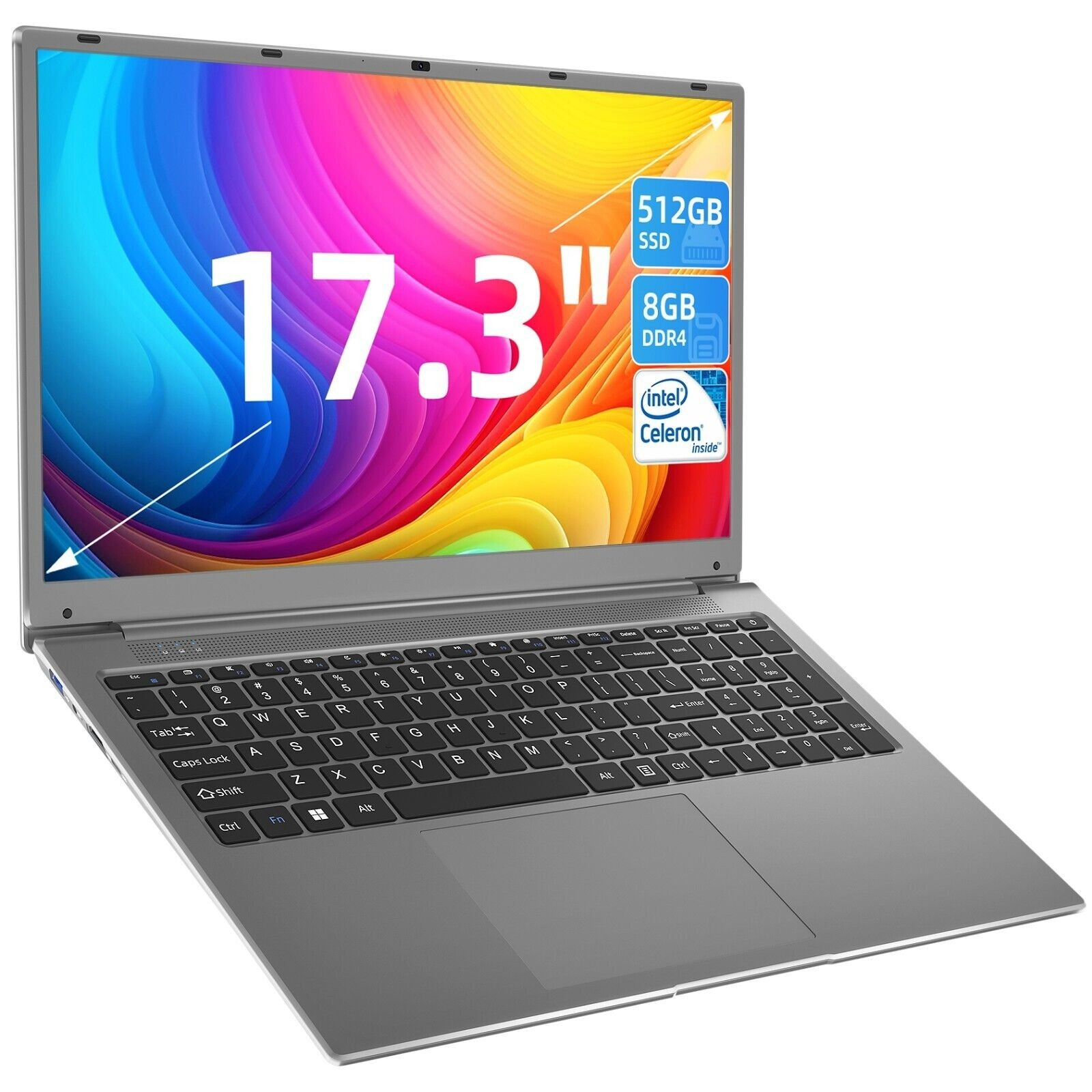 SGIN 17.3 Inch FHD Laptop with 8GB DDR4 512GB SSD Computer 2.8 GHz windows 11 Pr