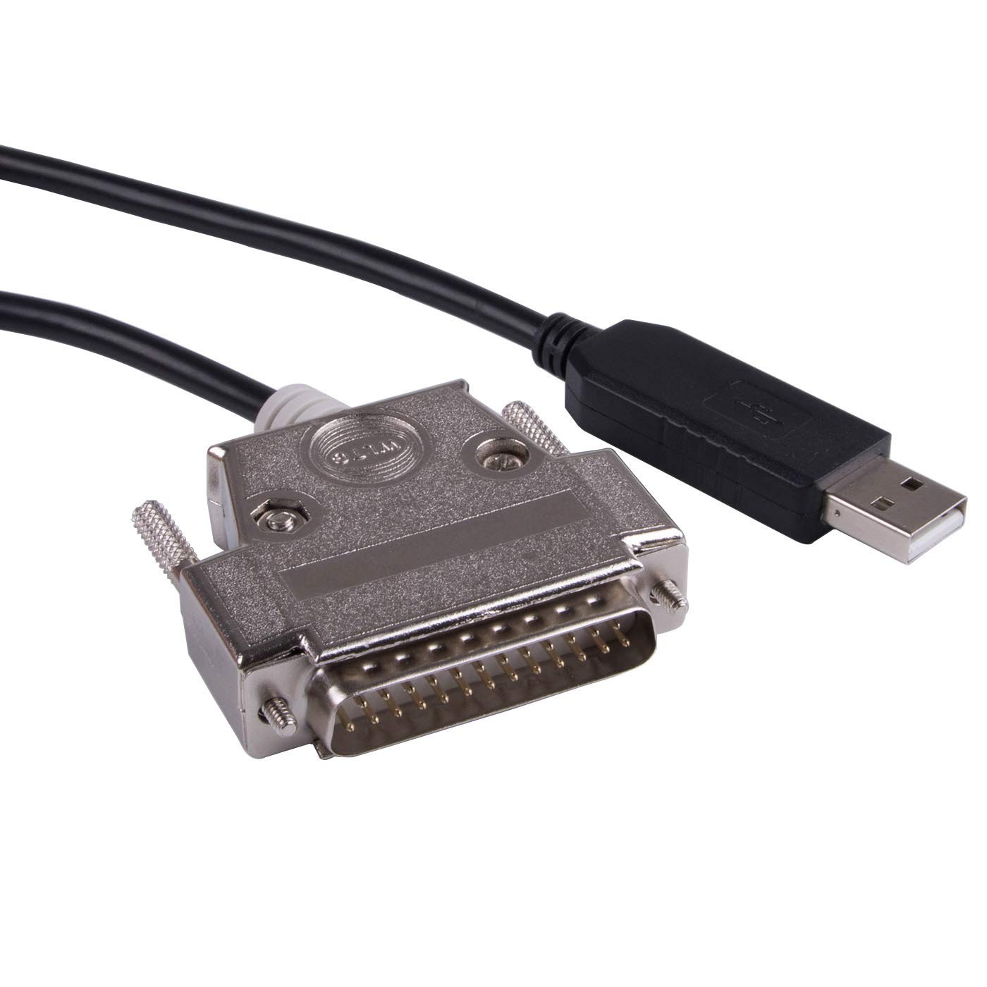 USB to DB25 RS232 Serial Adapter Converter Cable Null Modem 6FT/1.8m, Black