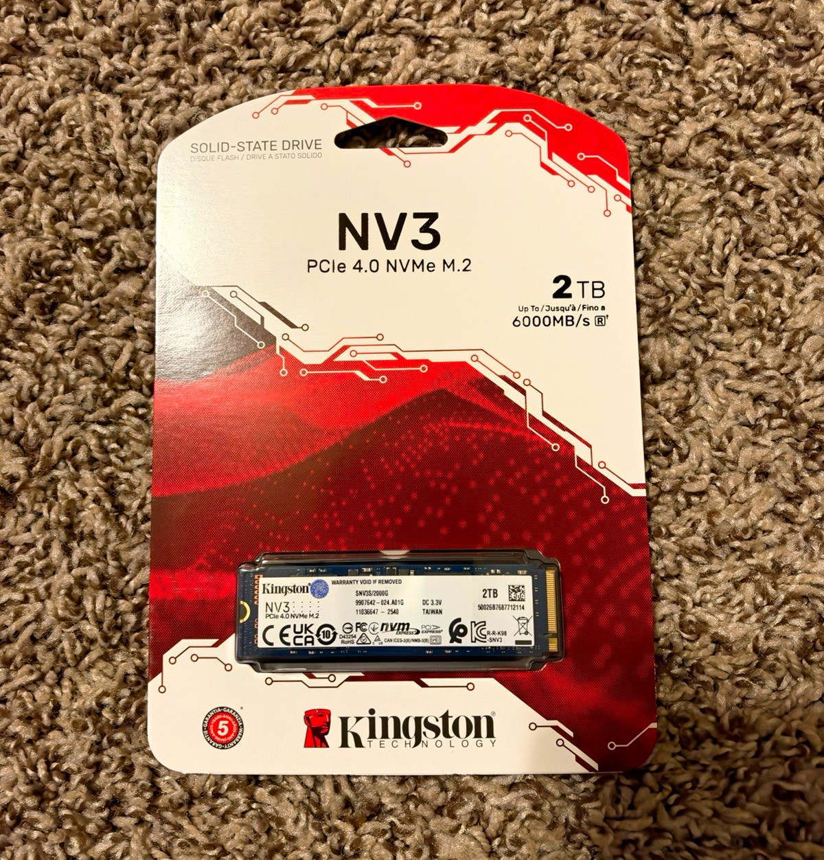 Kingston NV3 2TB PCIe 4.0 NVMe M.2 Internal SSD 6000MB/s for PC/Laptop
