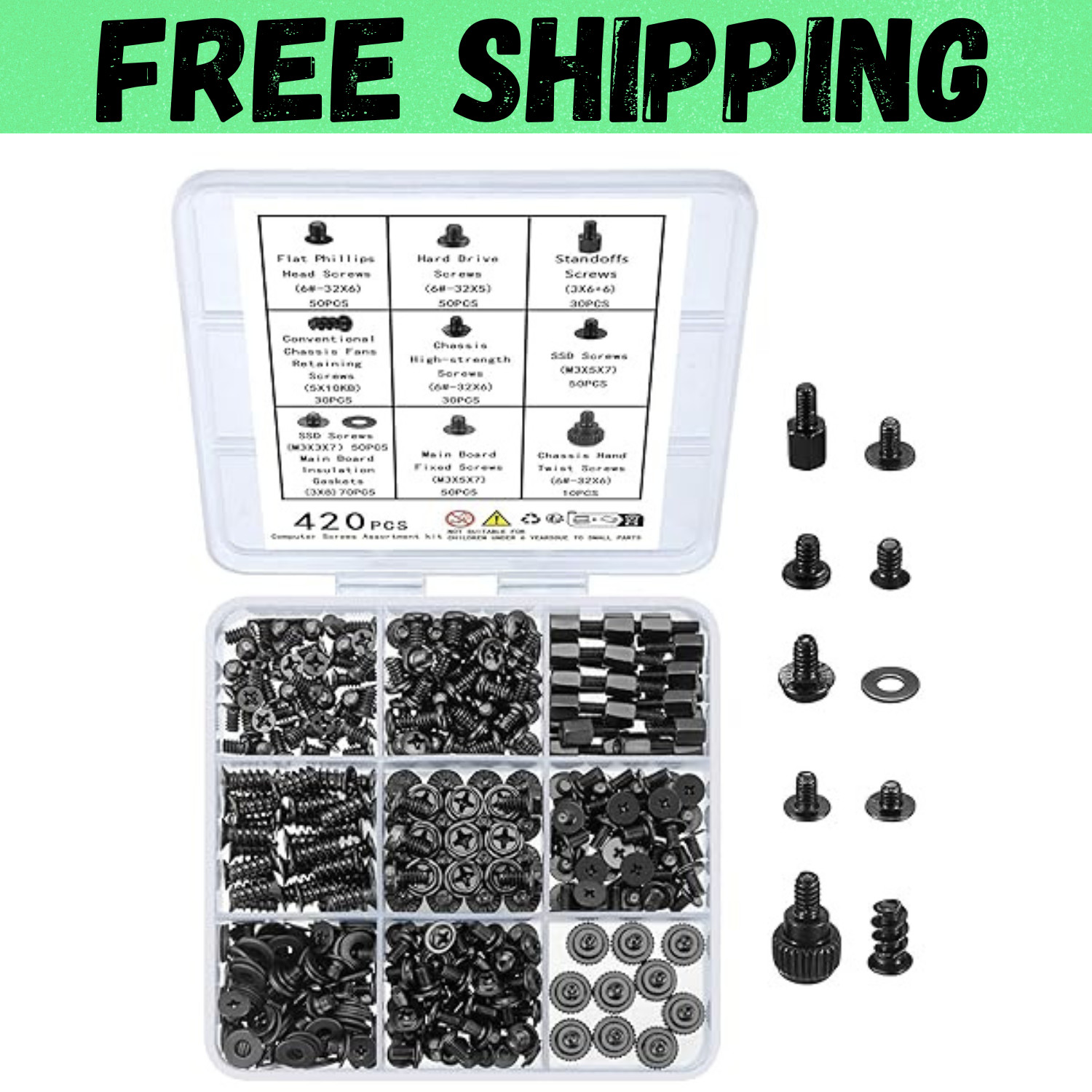 420pcs Computer Screws, Motherboard Standoffs and Screws Kit, Motherboard Scr...