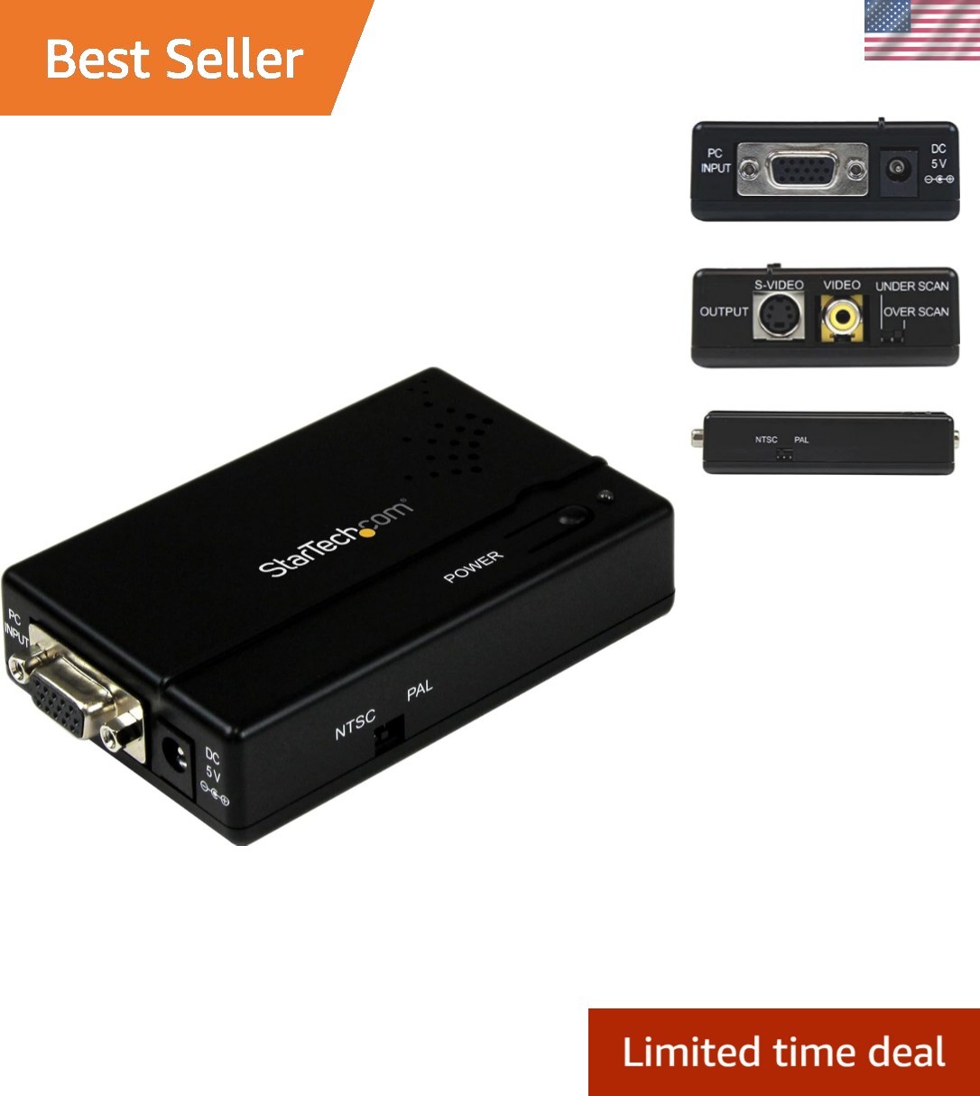 Versatile VGA to Composite RCA/S-Video Converter with NTSC & PAL Support