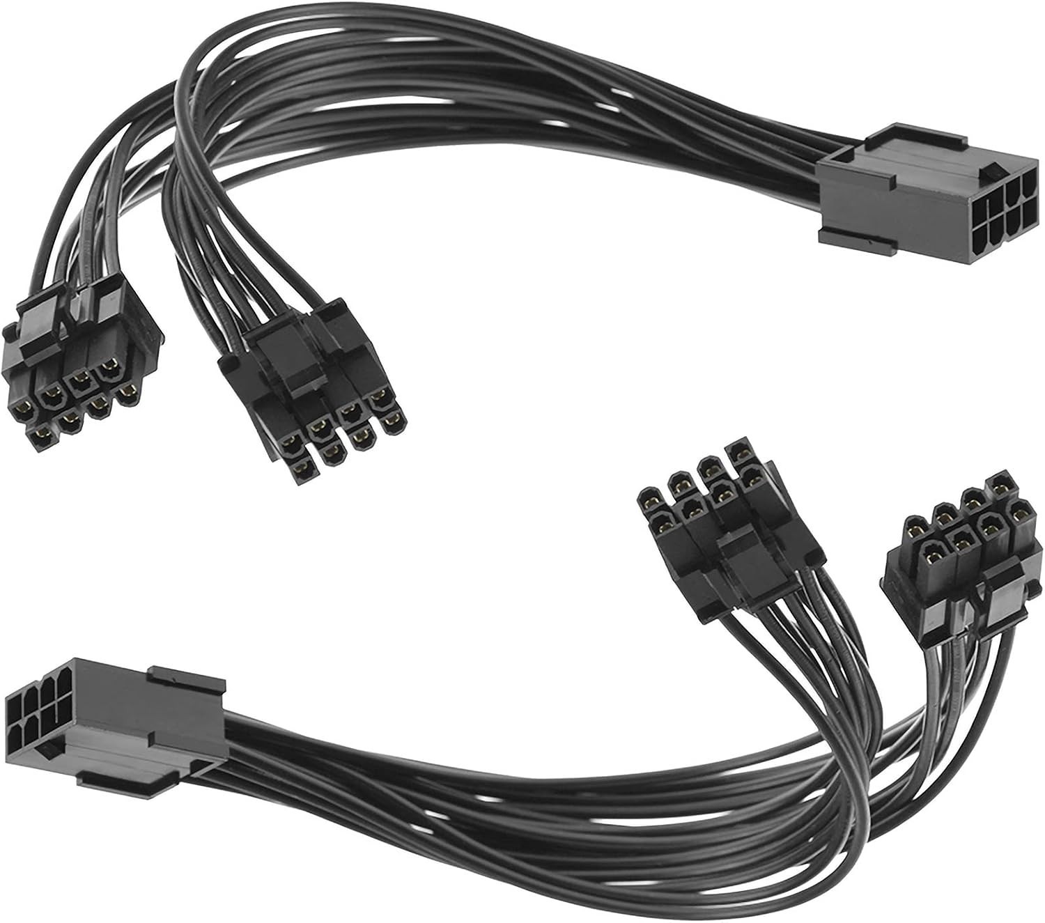 2Pcs Pcie Gpu Power Extension Cable Splitter Adapter Sleeved 8 Pin to 6 pin D