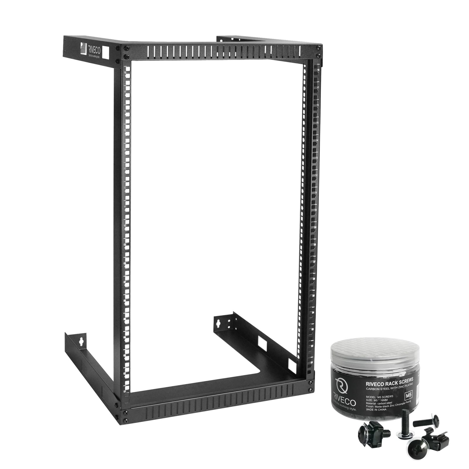 RIVECO 18U 19" Wall Mount Server Rack – 17.7" Deep 2 Post Open Frame Cabinet...