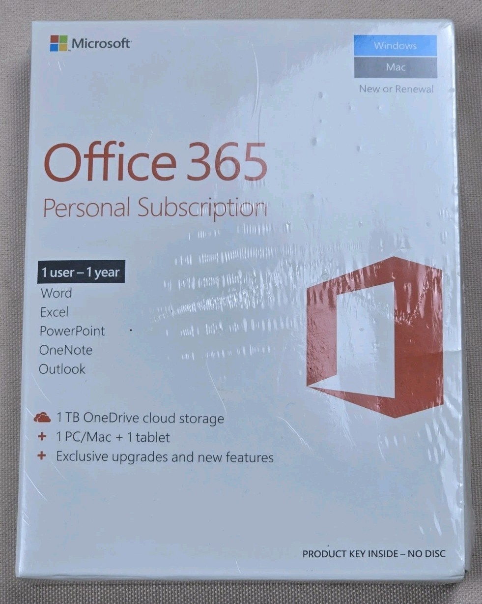 Microsoft Office 365 Personal 1 User 1 Year Subscription Windows Mac New Sealed