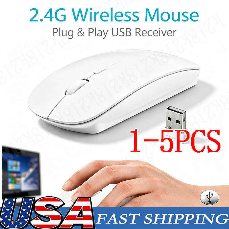 5X 2.4GHz USB Wireless Optical Mouse Mice for Apple Mac Macbook Pro Air PC White