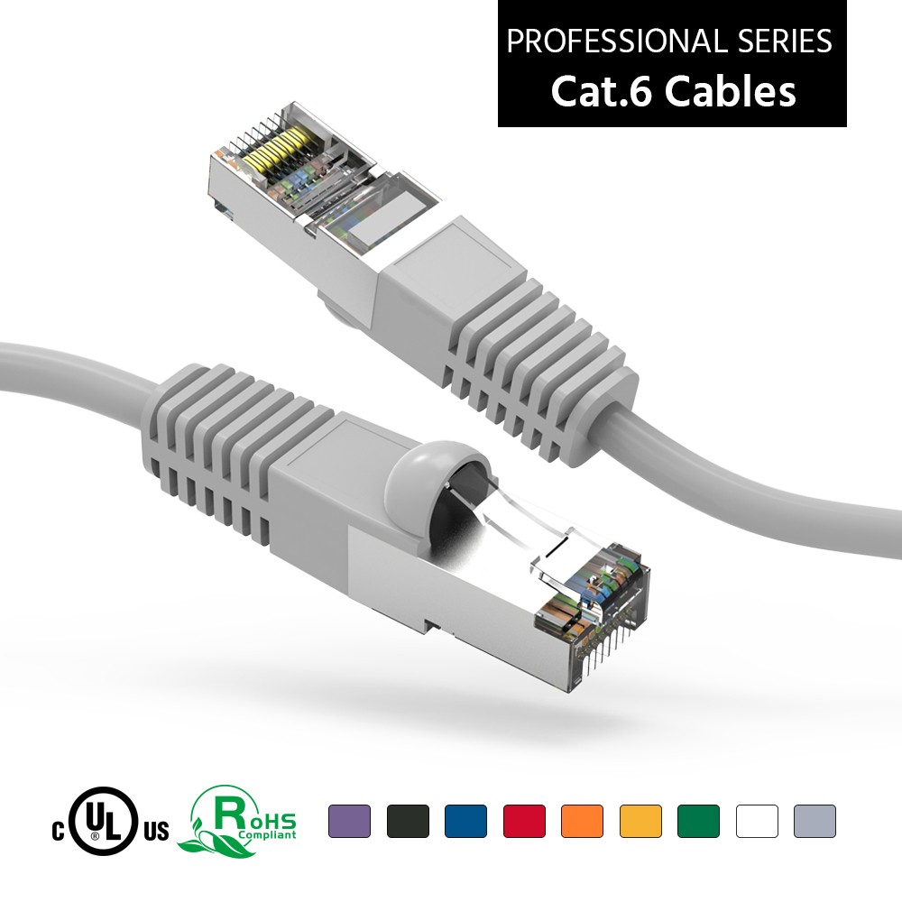100Ft CAT6 Shielded (SSTP) Ethernet Network Booted Cable Gray