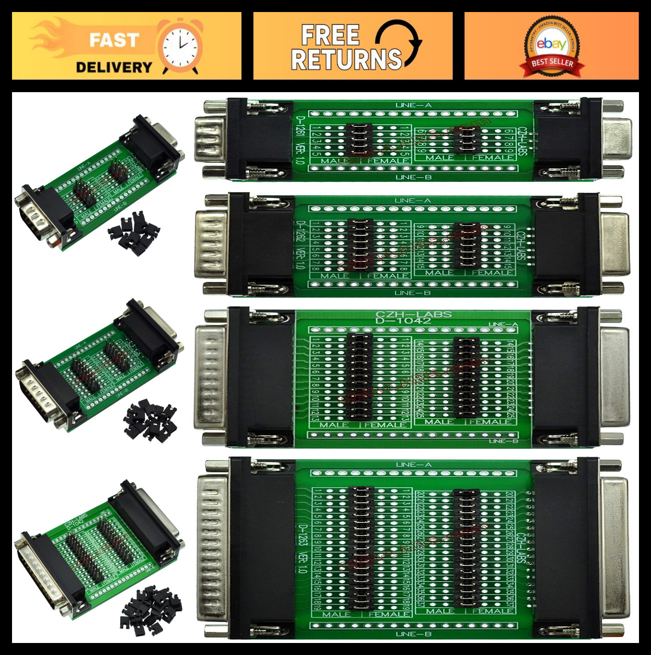 Diagnostic Test Breakout Boards Combo Package - DB9, DB15, DB25, DB37 Tools