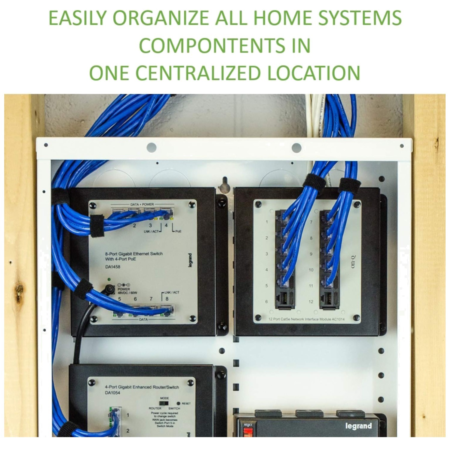 Legrand OnQ 14" Cable Management, Openings for Wires