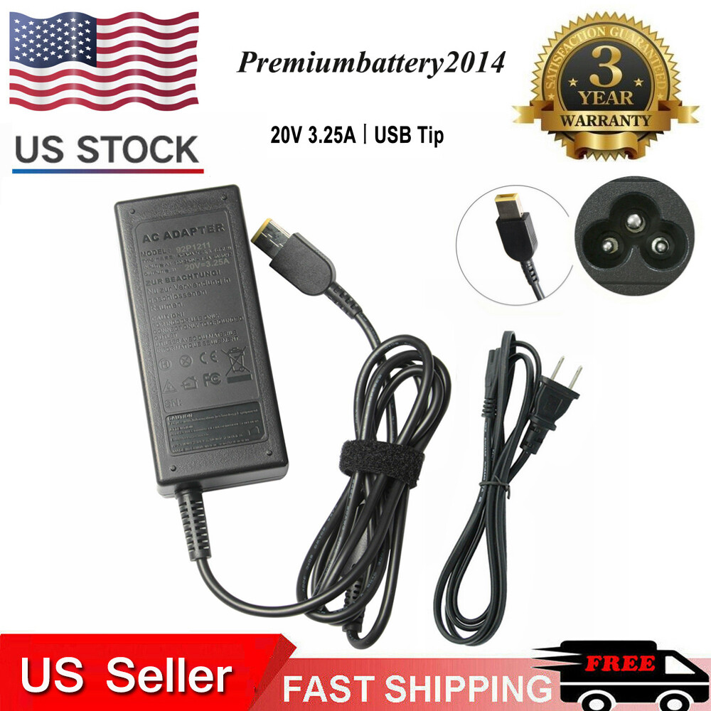 65W Ac Adapter Charger & Cord for Lenovo ThinkPad 0A36258 0B47455 45N0358 US