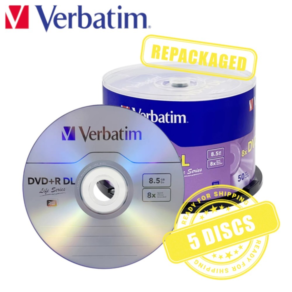 Verbatim DVD+R DL 8.5GB 8x Blank DVD Dual Layer 8.5 GB - 5 Discs