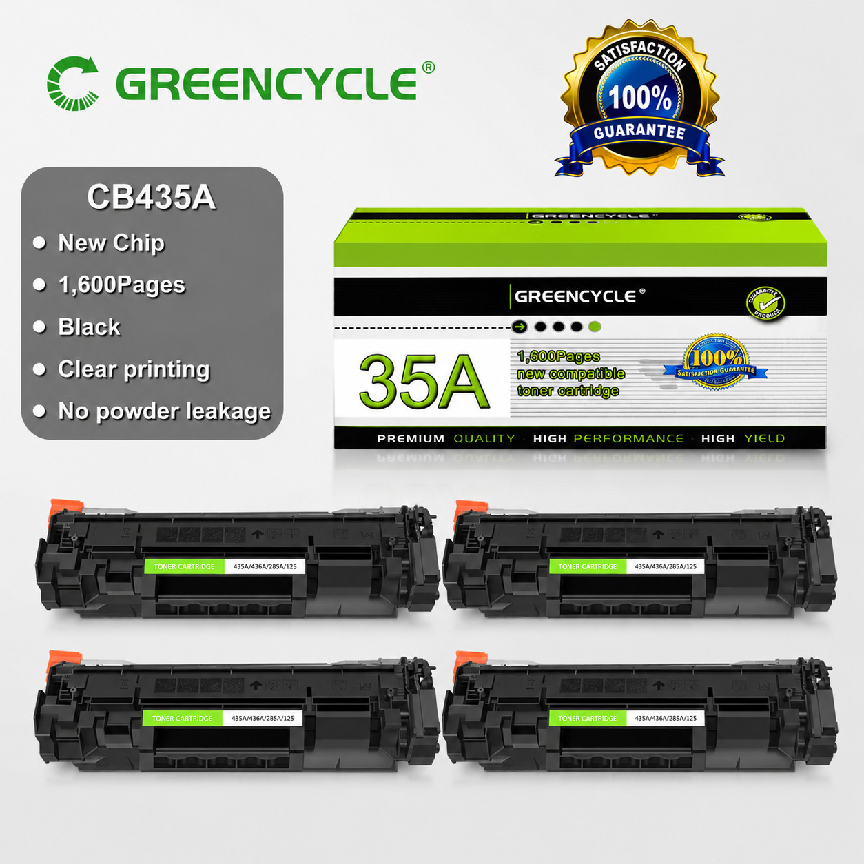 Black CB435A 35A Toner Cartridge 4 Pack Fits HP LaserJet P1005 P1006 P1007 P1009