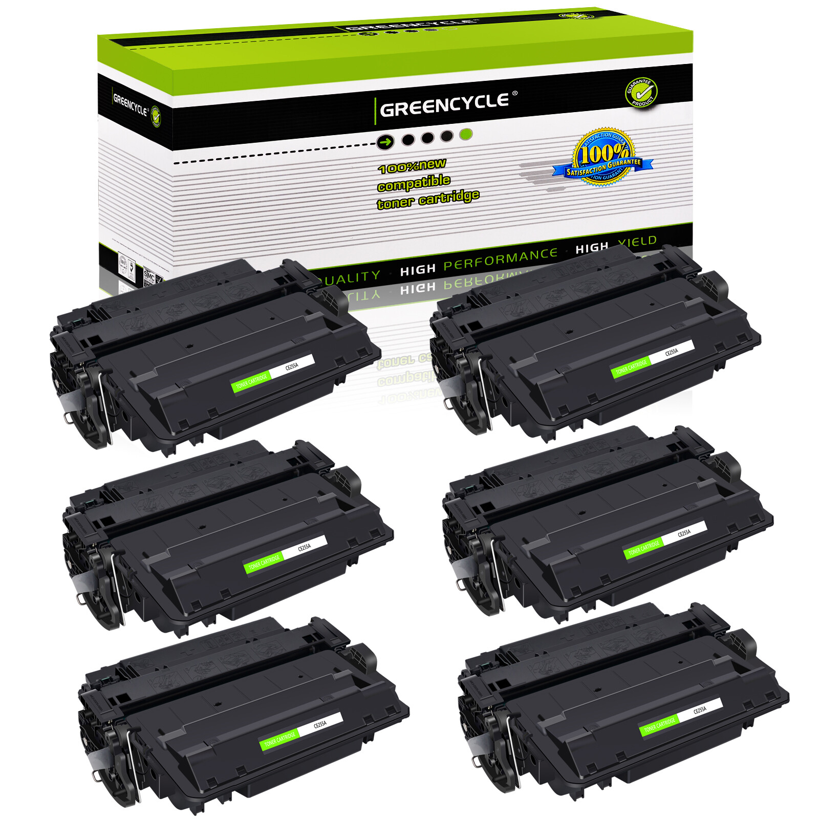 6 Pack CE255A 55A Toner fit for HP LaserJet Pro P3011 P3015D P3015n P3015X P3016
