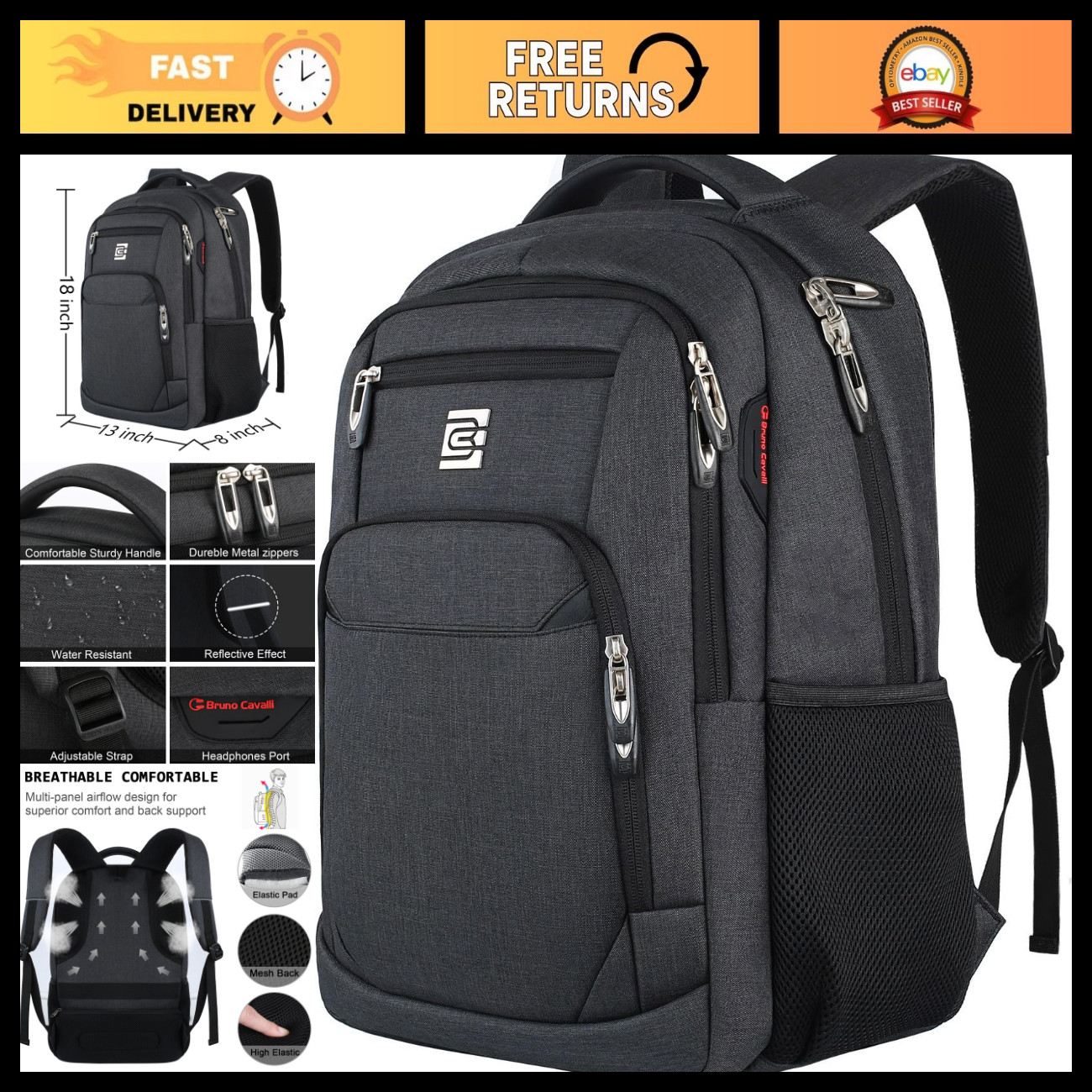 Slim Anti-Theft Laptop Backpack for Business Travel & College - Stylish & Durabl