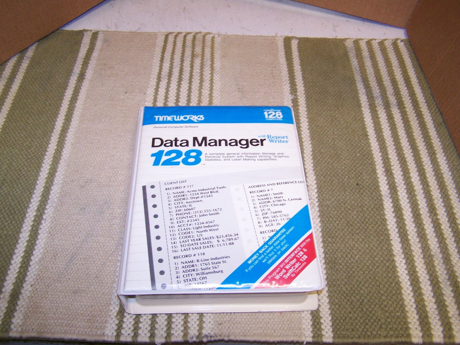 Data Manager 128 W/Report Writer, Timeworks Commodore Software