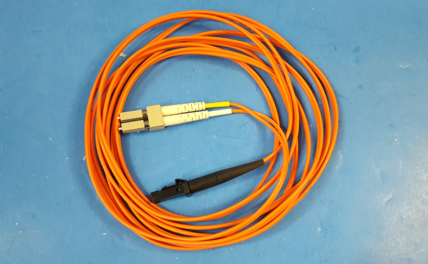 One- Multimode Fiber Cable, MTRJ Female to LC Duplex, 62.5/125, 3 Meter