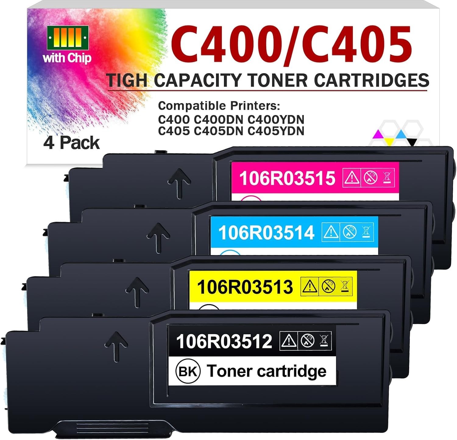 4PK C400 INKeep for Xerox Black Cyan Magenta & Yellow Toner Cartridges w/Chip