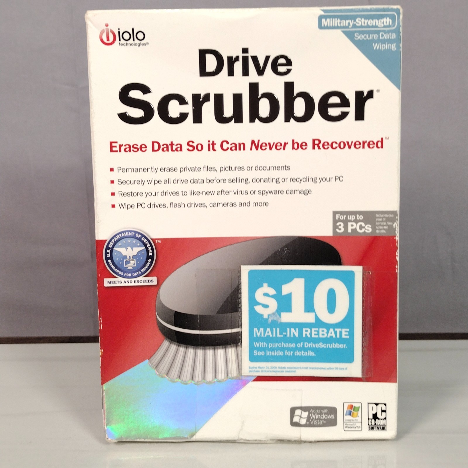 GENUINE Iolo Military Grade Drive Scrubber For Windows Security Hard drive New