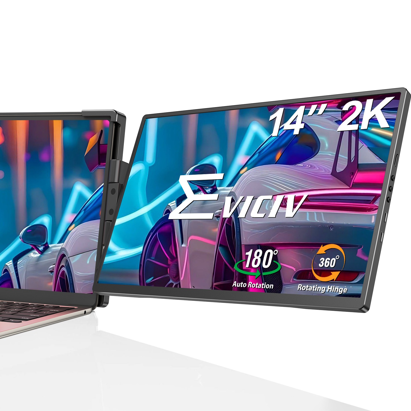 EVICIV 14" 2K Monitor Portable Monitor Display 2.5K QHD Second Screen For PC