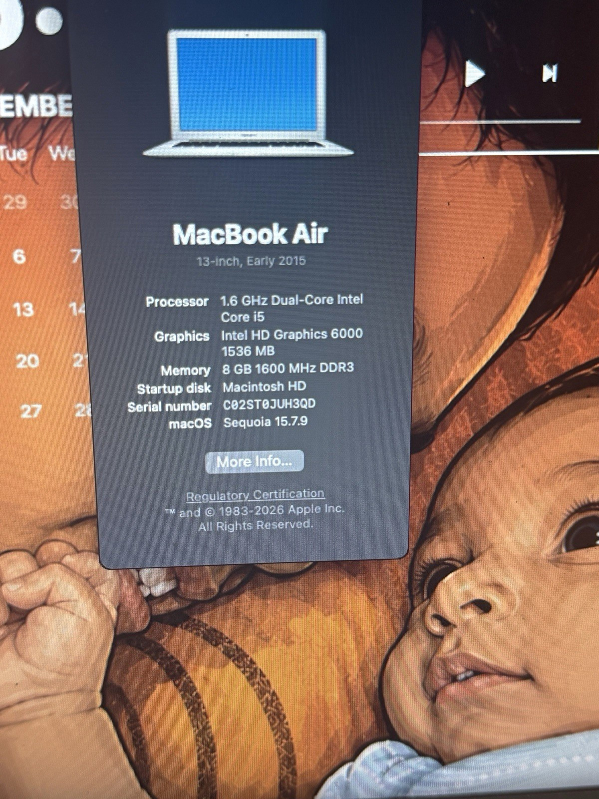 Apple MacBook Air 13.3" (2015) Core i5 1.6GHz 8GB Silver macOS Sequoia