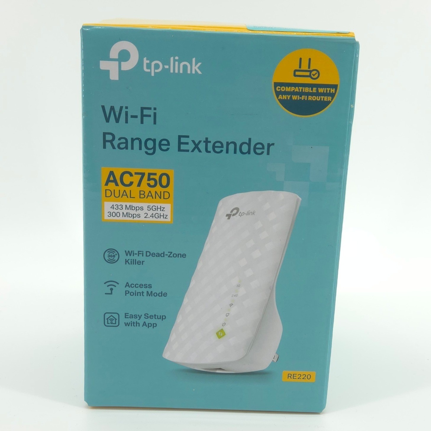 TP-Link AC750 Dual Band Wi-Fi Range Extender RE220 White Wall Plug Open Box