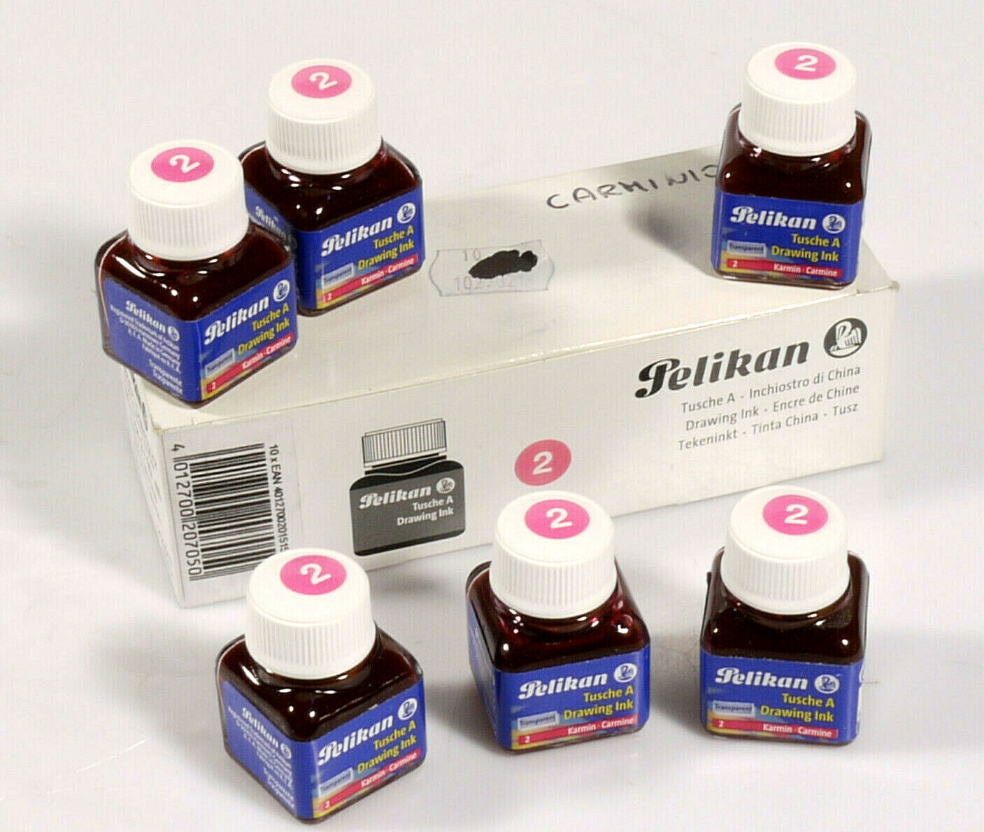 PRL) PELIKAN CHINA INK 523 TON 2 CARMINE 10ML DRAWING INK 6 PCS LOT