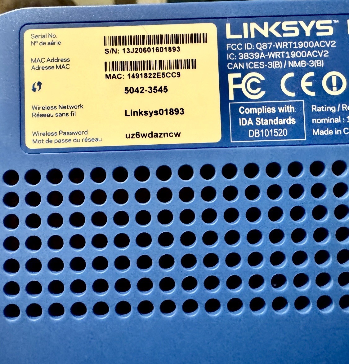 Linksys WRT1900AC V2 Dual Band Smart Wi-Fi Wireless Router High Performance