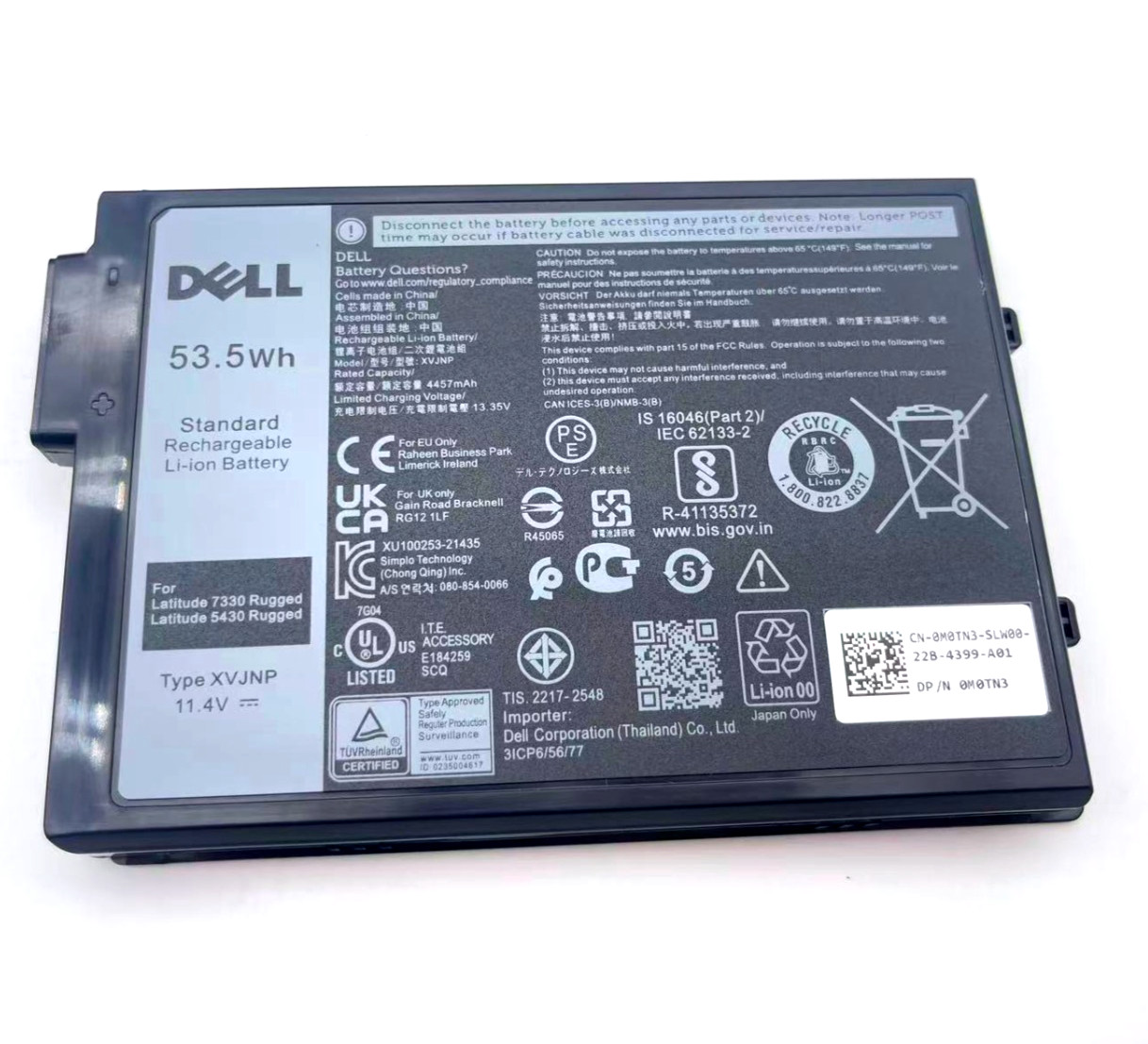OEM 53.5Wh XVJNP BatteryFor Latitude 5430 7330 Rugged Extreme Series 6JRCP M0TN3