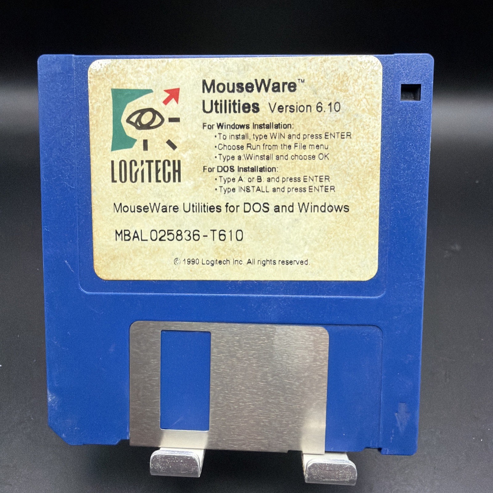 Logitech MouseWare Utilities Ver 6.10 for DOS Windows - floppy disk 3.5 inch