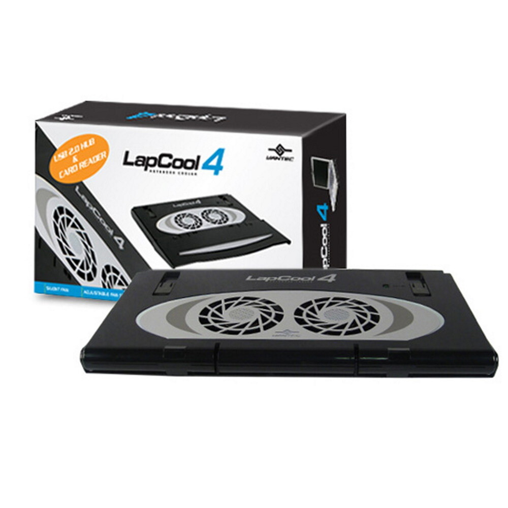 Vantec Foldable Notebook Cooler with Dual Adjustable Fans, USB Hub & Card Reader