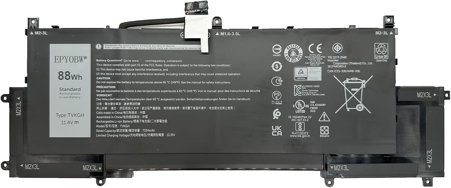 TVKGH N7HT0 88Wh Laptop Battery Replacement for Dell Latitude 9510 9520